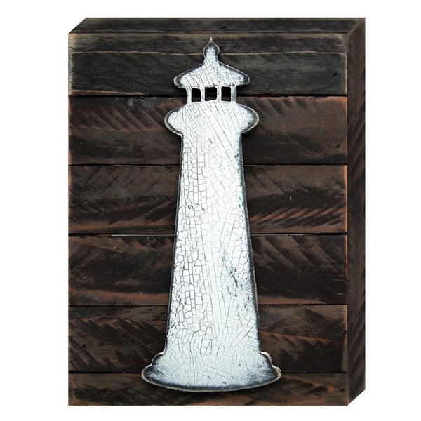 Designocracy Lighthouse Vintage Nautical Art on Board Wall Decor 9852618